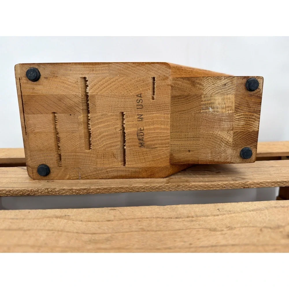 Cutco 5 Slot Wooden Knife Block Oak Wood Kitchen Storage‎ Made in USA Honey